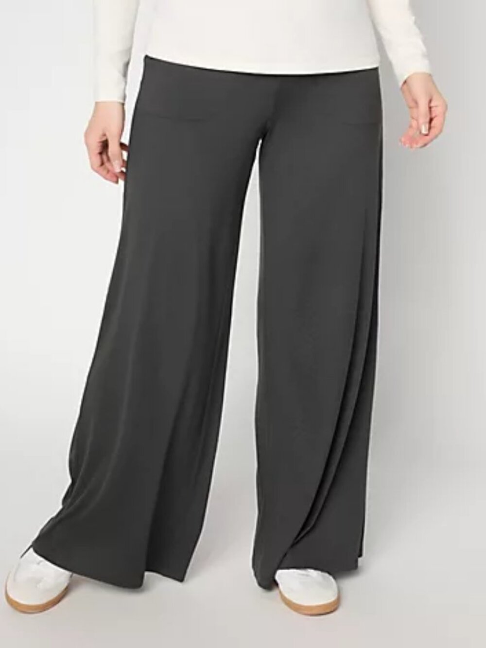 Mally Roncal Petite Wide Leg Feather Knit Pant, Black Sz 4XP a721598